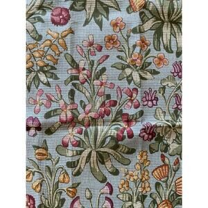 Pair Liberty William Morris Style Faux Cross-stitch Floral Fabric Blue Colorway